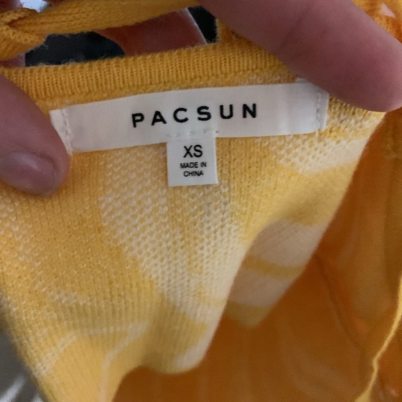 PacSun Basic Back Tie Tank Top marbled yellow white spaghetti strap size xs - Picture 9 of 9